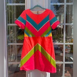 Julie Brown Neon Chevron Linen Dress
